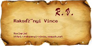 Raksányi Vince névjegykártya